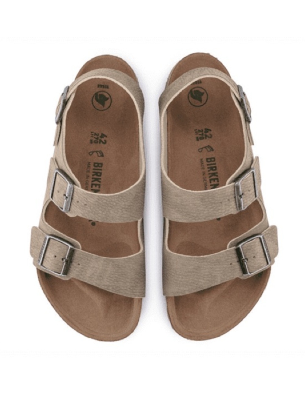 Birkenstock Milano Sandals in khaki taupe suede sz 39